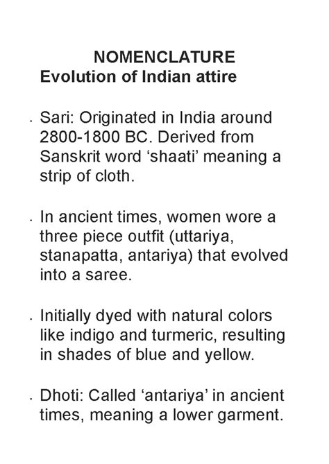 Final nomenclature - NOMENCLATURE Evolution of Indian attire Sari ...