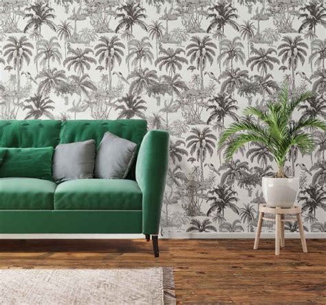 Palm trees grey wallpaper