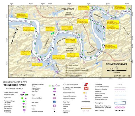 Tennessee River Chart 86 - Lowes Ferry Light Map by US Army Corps of ...