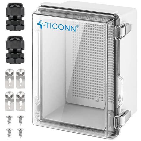 Amazon | TICONN 防水電気ジャンクションボックス IP67 ABSプラスチックエンクロージャ ヒンジ付きカバー付き 取り付け ...