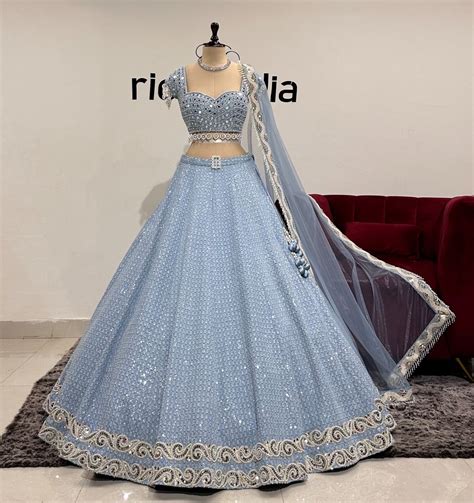White croptop skirt with silver sequins work – Ricco India