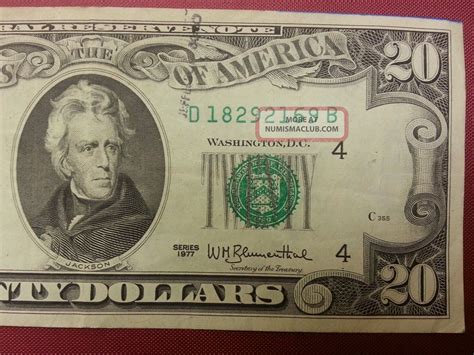 Twenty $20 Dollar Bill 1977 Rare Old Paper Money