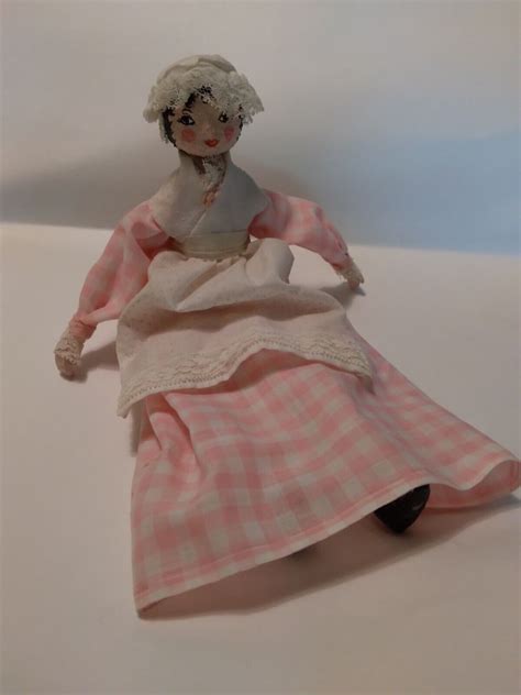 Vintage Folk Art Apple Head Doll Painted Colonial Lady OOAK Wood Body ...