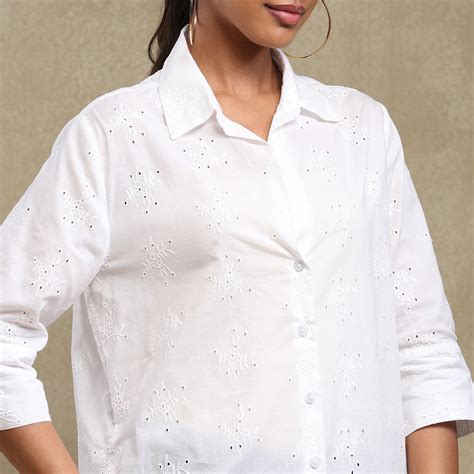 White Schiffli Shirt | Ash And Amber