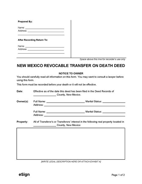 Free New Mexico Transfer on Death Deed Form | PDF | Word