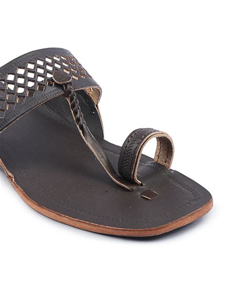 Korakari: Forever Diamonds Brown Kolhapuri Chappal for men
