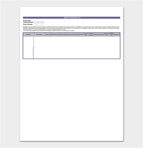 Image result for Defect Tracking Log Template