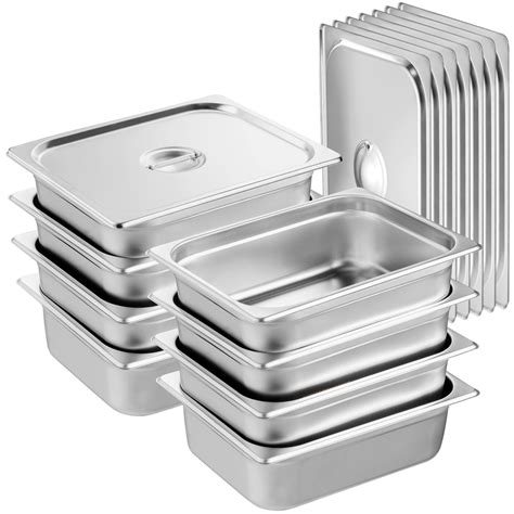 KFFKFF Set of 8 Hotel Pans, Half Size Anti-Jam Steam Pan with Cover, 0 ...