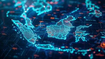 Indonesia digital map global disaster concept and connectivity data ...