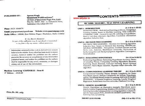 Machine Learning Quantum CS 4th year rotated - B.tech - Studocu