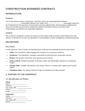 Fillable Online Construction Business Contract Template Fax Email Print ...