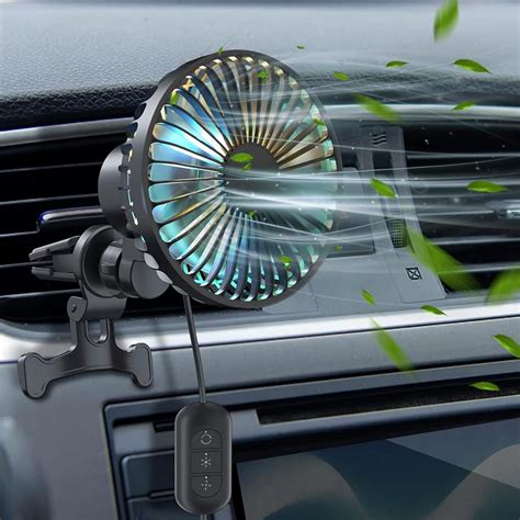 Amsdifio Car Fan, USB Fan for Car with Clip On, Oscillation Fan with ...