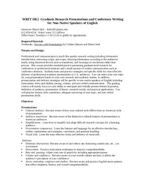 Graduate Research Presentations and Conference Writing ... Doc Template ...