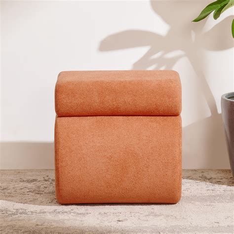Buy Alfie Velvet Pouffe - Orange from Home Centre at just INR 4499.0