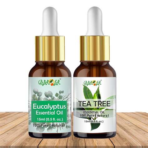 BROER Eucalyptus Essential Oil & Tea Tree Essential Oil Combo Set 15ml ...