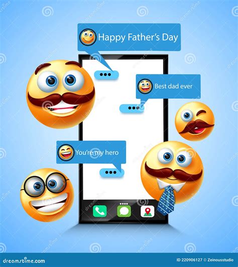 Father`s Day Smileys Vector Banner Design. Happy Father`s Day Text With ...