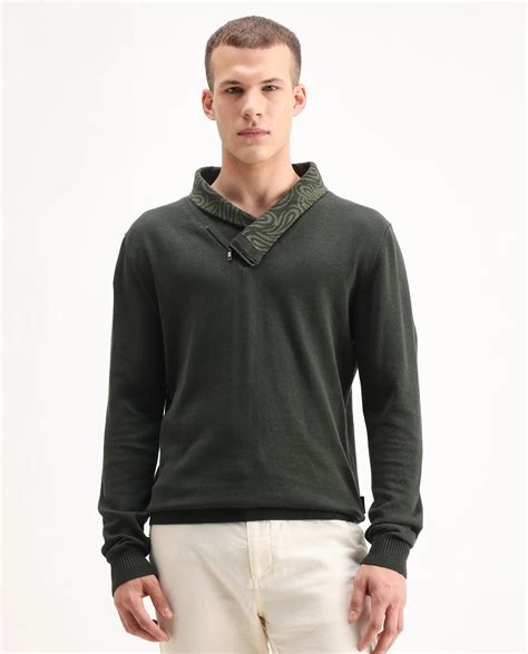 Rare Rabbit Men's Denver-25 Dark Olive Cotton Plain Regular Fit Full S