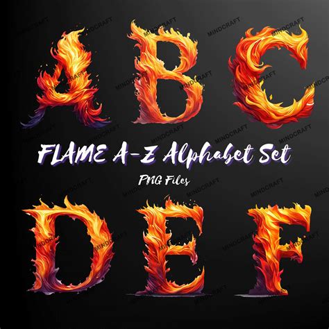 26 Flame Alphabet Clipart, Fire PNG Letters, Transparent Background, Fire Letters, Flame Letters ...