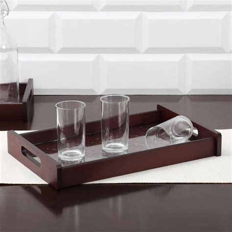 Buy Oakland Solid Brown Wood Serving Tray with Handle - 40 cm from Home ...