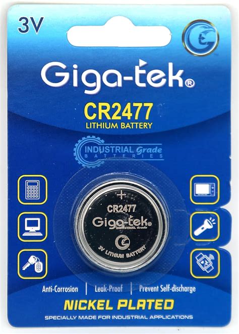 Giga-tek : Industrial Grade : CR2477 950mAh : Lithium Coin : Nickel ...
