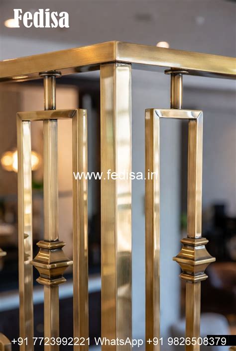 Traditional Brass Railing Design With Carving Work Outside Stairs ...