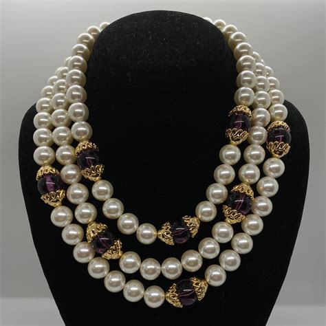 Stunning Triple Strand Napier Pearl Necklace Byzantium Collection - The ...