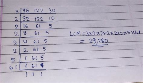 Find the LCM of 96,122 and 30 - Brainly.in