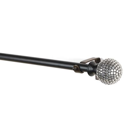 Silver Stud Ball Extendable Curtain Rod Black 19MM (Hardware Included ...