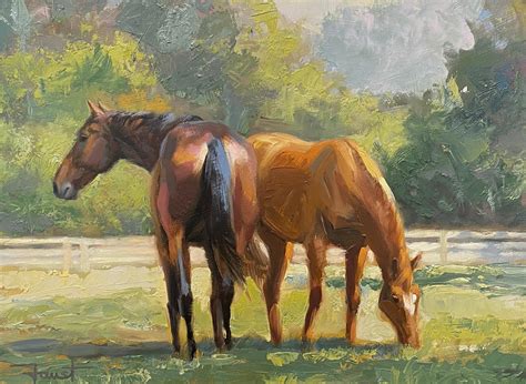 Shawn Faust - Shawn Faust, "Heads or Tails" Horse in Pasture Painting ...