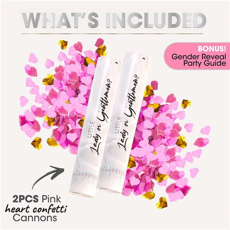Premium Gender Reveal Confetti Cannon - Set of 2 | Heart Shaped ...