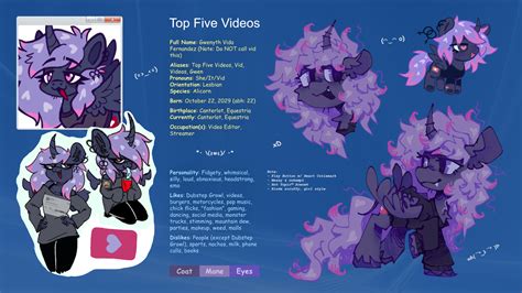 Character Reference Page for "Top Five Videos" — Vylet Pony