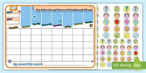 Editable School and Home Behaviour Chart - Twinkl