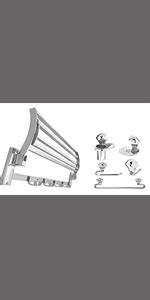 FORTUNE Stainless Steel Folding Towel Rack, Towel Stand, Hanger with 5 ...