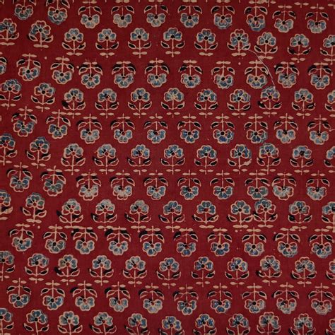 Pure Cotton Ajrak Rust Small Motif Hand Block Print Fabric – Sanskruti