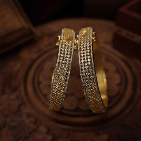 Ishani Zircon Bangle in Gold | Elegant Bangles for Girls and Women