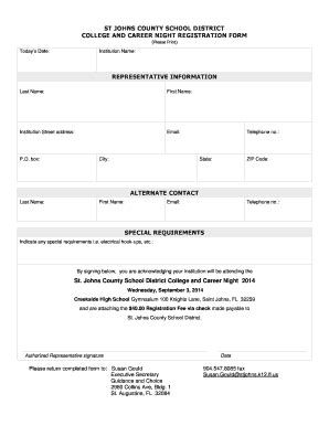 Fillable Online www-chs stjohns k12 fl ST JOHNS COUNTY SCHOOL DISTRICT ...