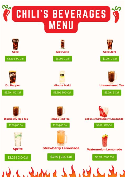 Chili’s Drinks Menu With Calories and updated Prices 2026