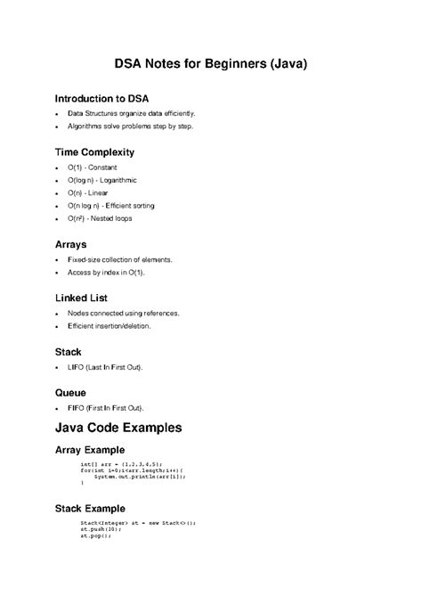 DSA Notes Beginner Java - DSA Notes for Beginners (Java) Introduction ...