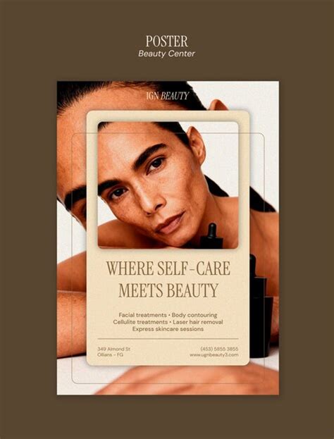 Beauty center poster template | Free PSD