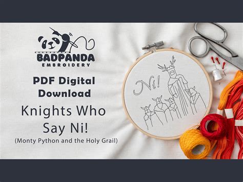 Knights Who Say Ni Embroidery Pattern PDF - Digital Download Template ...