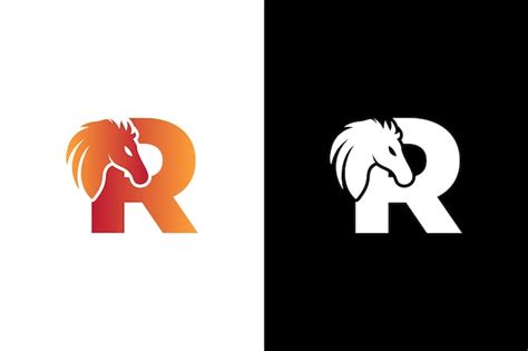 Anfangsbuchstabe R mit Pferdevektor-Logo-Design. Pferd Buchstabe R ...