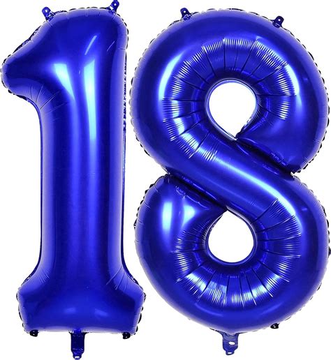 Amazon.com: 40 Inch Number Balloons 18, Navy Blue Helium Foil Number 18 ...