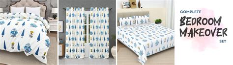 Beautiful Plarsh Floral Premium Hand Blocks Bedroom Makeover Set ...