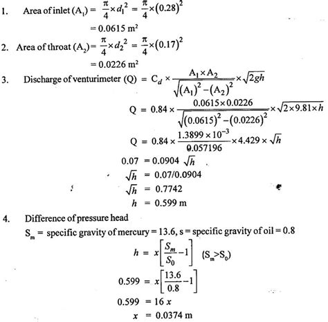 Solved Examples Based on Venturimeter - Fluid Mechanics