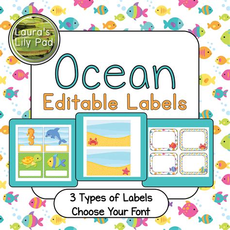 Ocean Theme Editable Labels | Made By Teachers