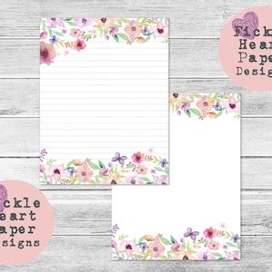 Buy Floral Lined Paper. Printable Lined Paper. Letter Writing. Pretty ...