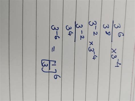 3to the power of 6 divided by 3 to the power of 8 multiplied by 3 to the power of -4 - Brainly.in