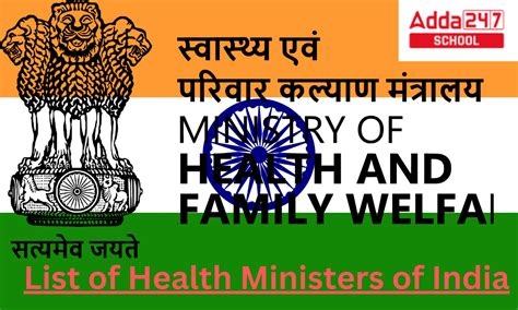 Health Ministers of India List from Independence to Till Now