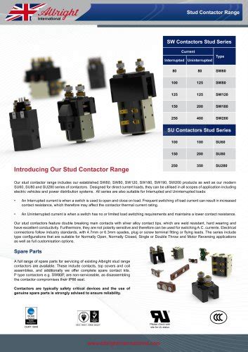 Heavy Duty DC Contactors for Power Distribution Centres SW80, SW82 ...
