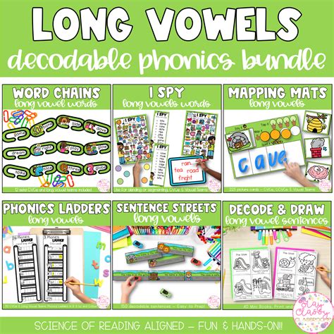 Long Vowel Words Decodable Phonics BUNDLE - Worksheets Library